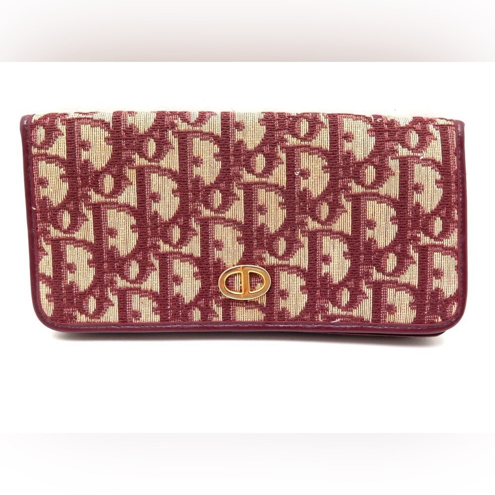 CHRISTIAN DIOR VINTAGE Trotter Monogram Oblique Canvas Bifold Lthr Long Wallet